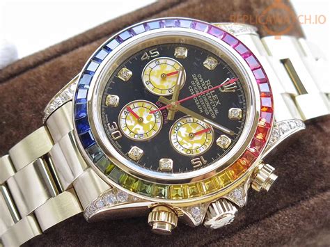 rolex rainbow daytona fake|rolex with rainbow bezel.